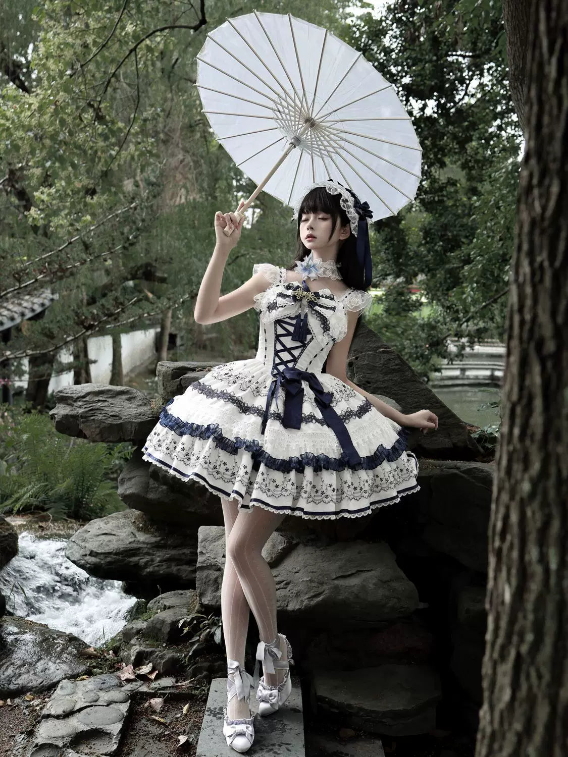 Qingyuan Fu Blue Porcelain Sweet Lolita JSK Suspender Dress