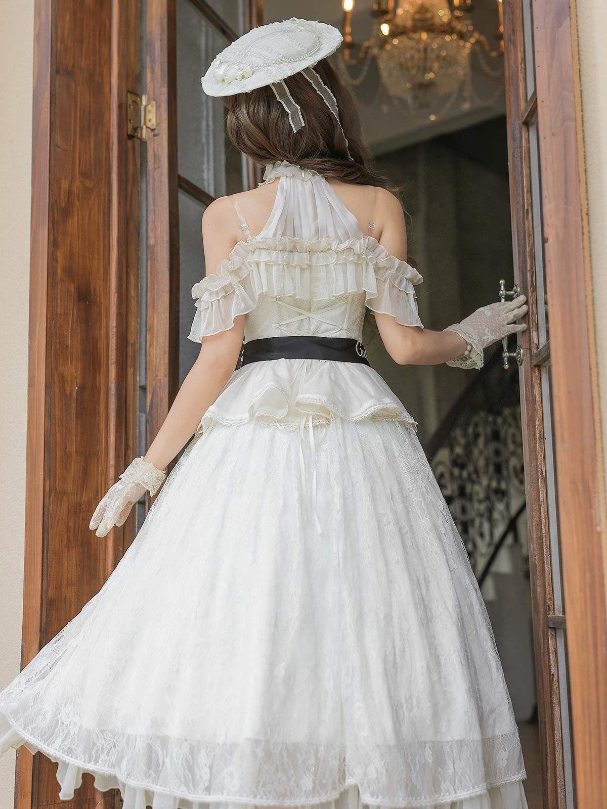 Glass Greenhouse Cream White French Retro Classical Lolita Dress