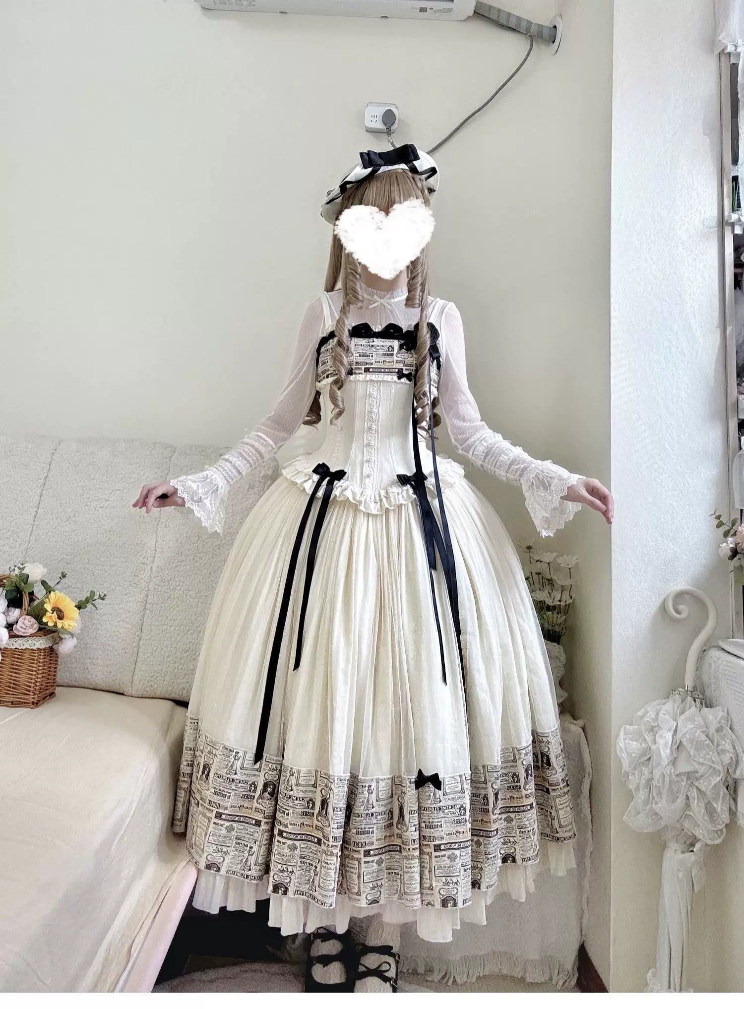 Letter from London White Newspaper Print Classic Lolita JSK Dress