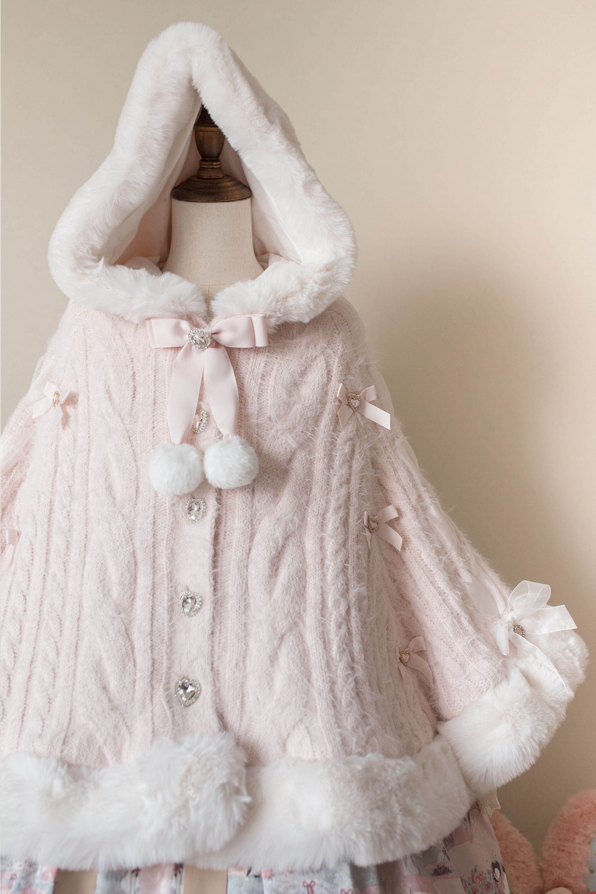 Sweet Berry White or Pink Loose Fit Lolita Knit Cape