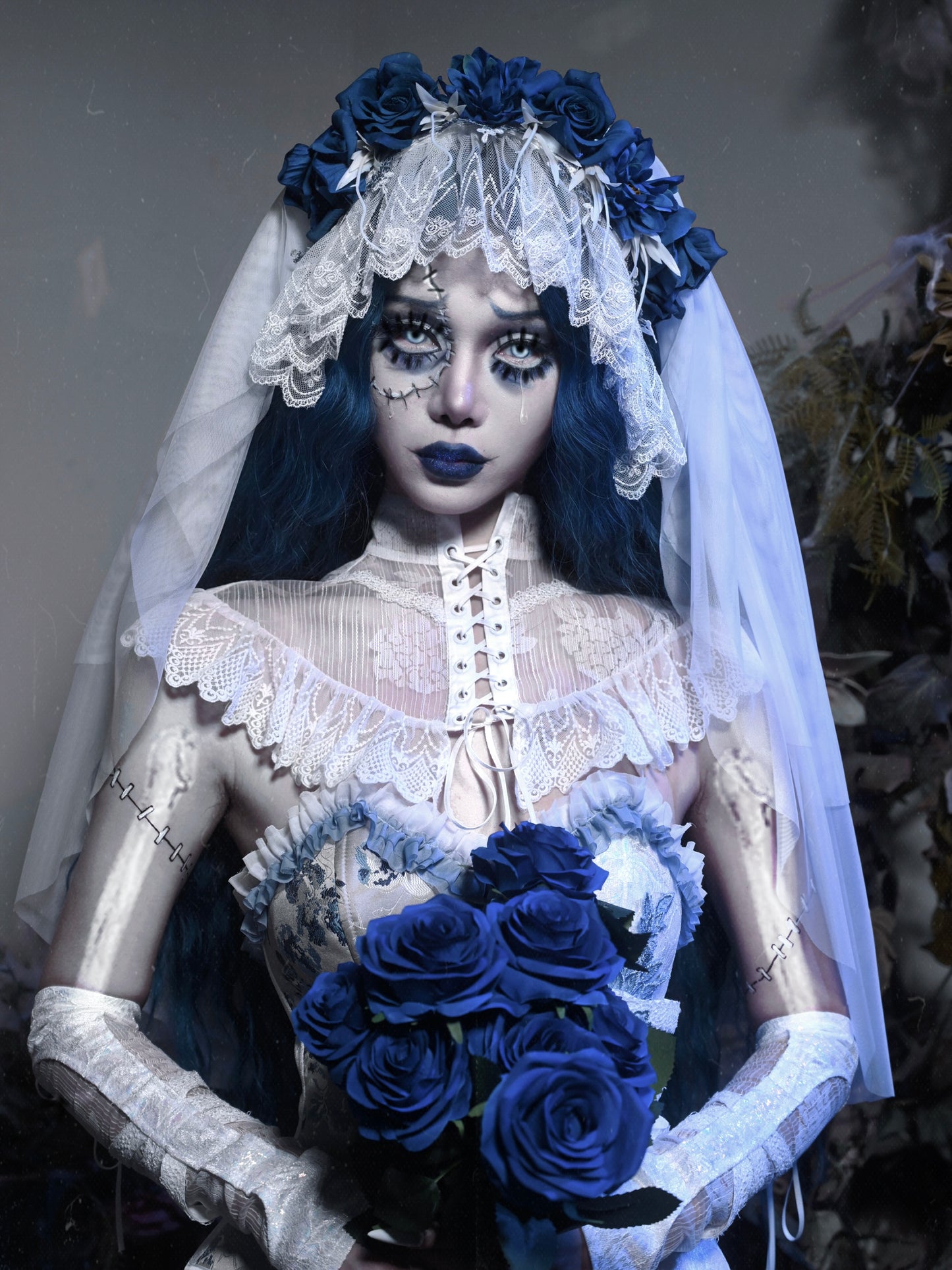 Lolita Gothic Zombie Bride Embroidered Dress LG1003