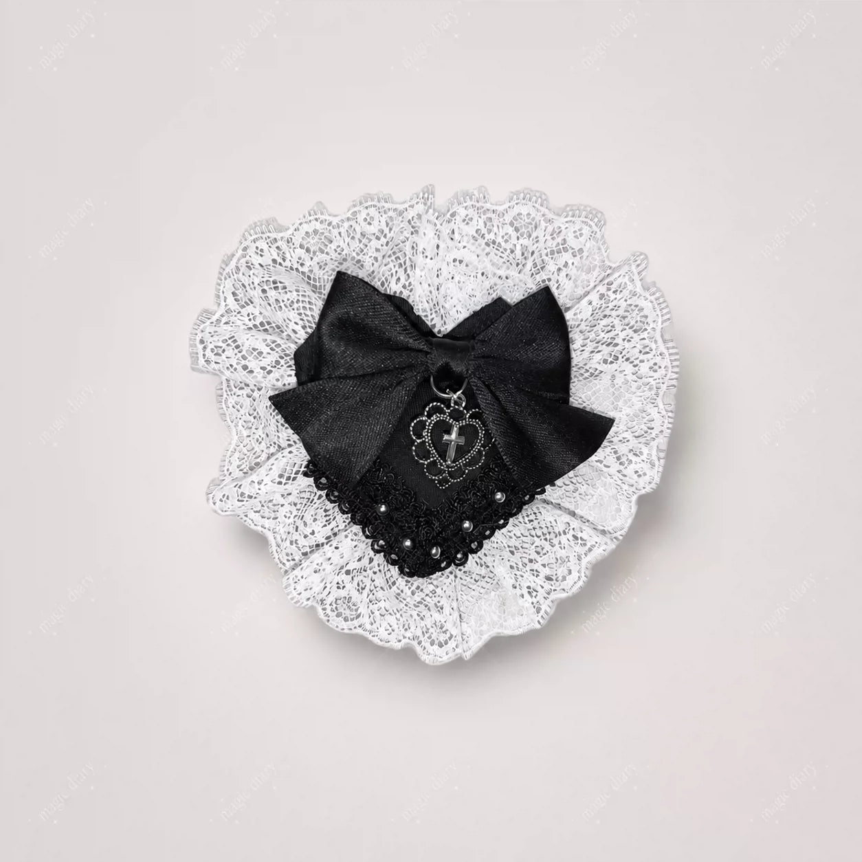 Long Ear Bunny Doll Lace Gothic Lolita Headband with Paw Heart Hair Clip