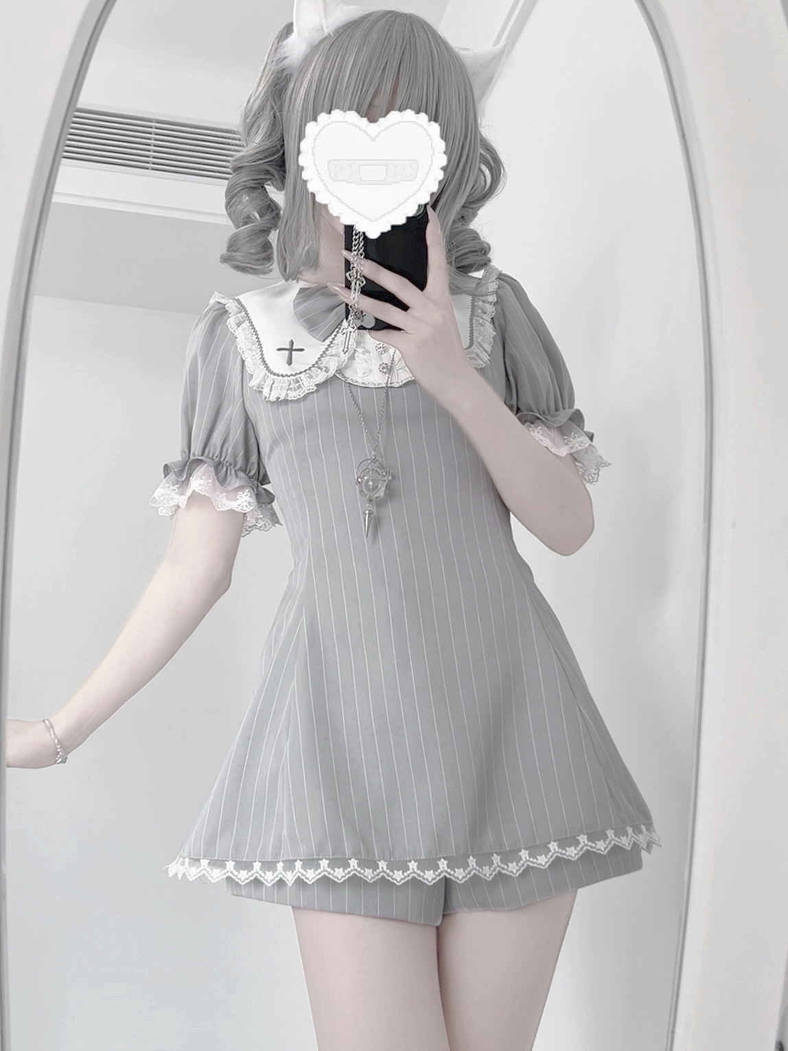 Prayer Poem Ryōsangata Striped Summer Outfit Set