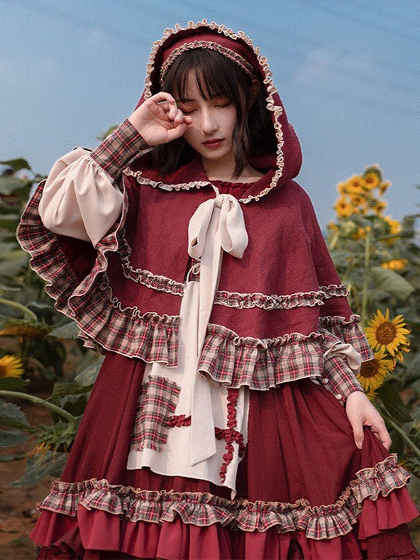 Little Red Riding Hood Original Country Lolita Cape & OP Dress Set