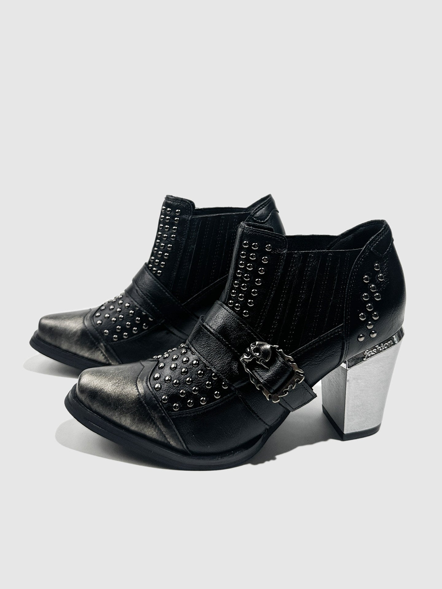 Wasteland‑Style Pointed‑Toe Western Cowboy Punk Chelsea Boots