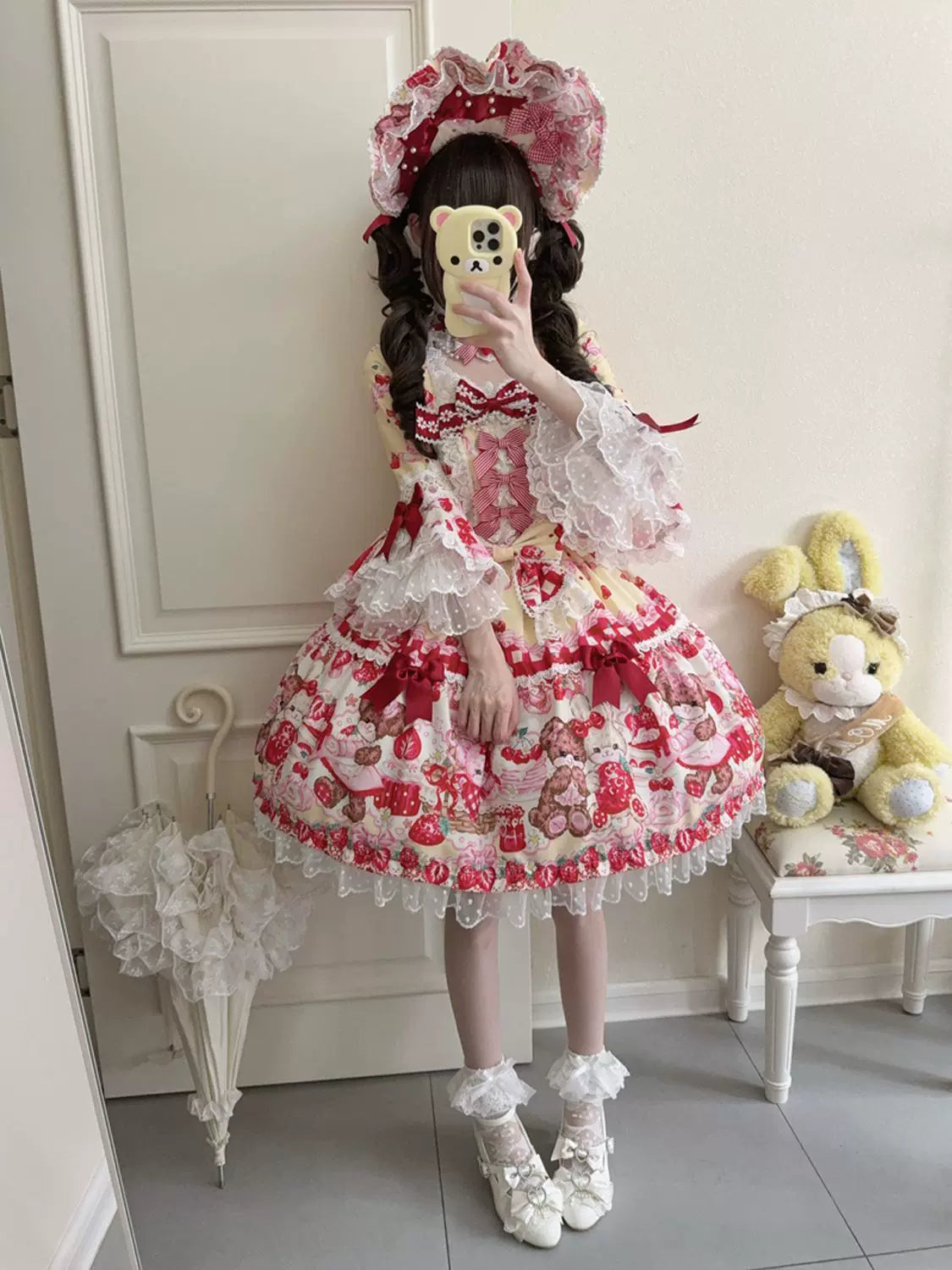 Sweet Berry Rabbit Bear Long Sleeve Sweet Lolita OP Dress