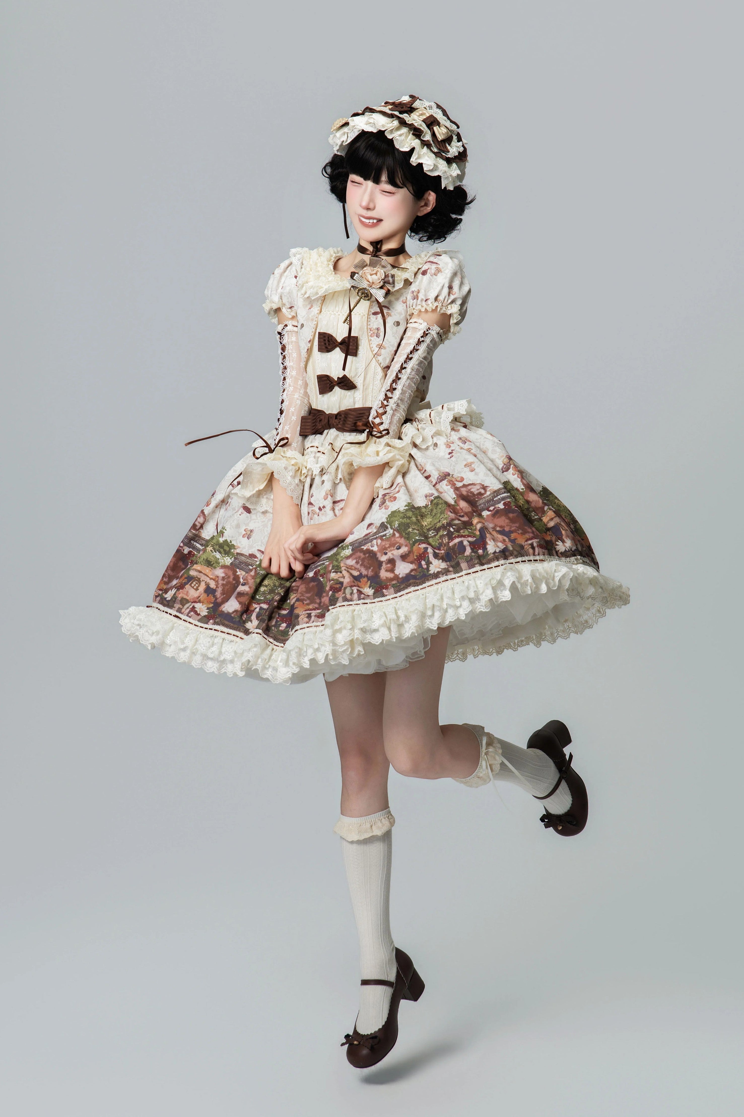 Magic Telegram Squirrel Fairytale Cottage Lolita Short OP