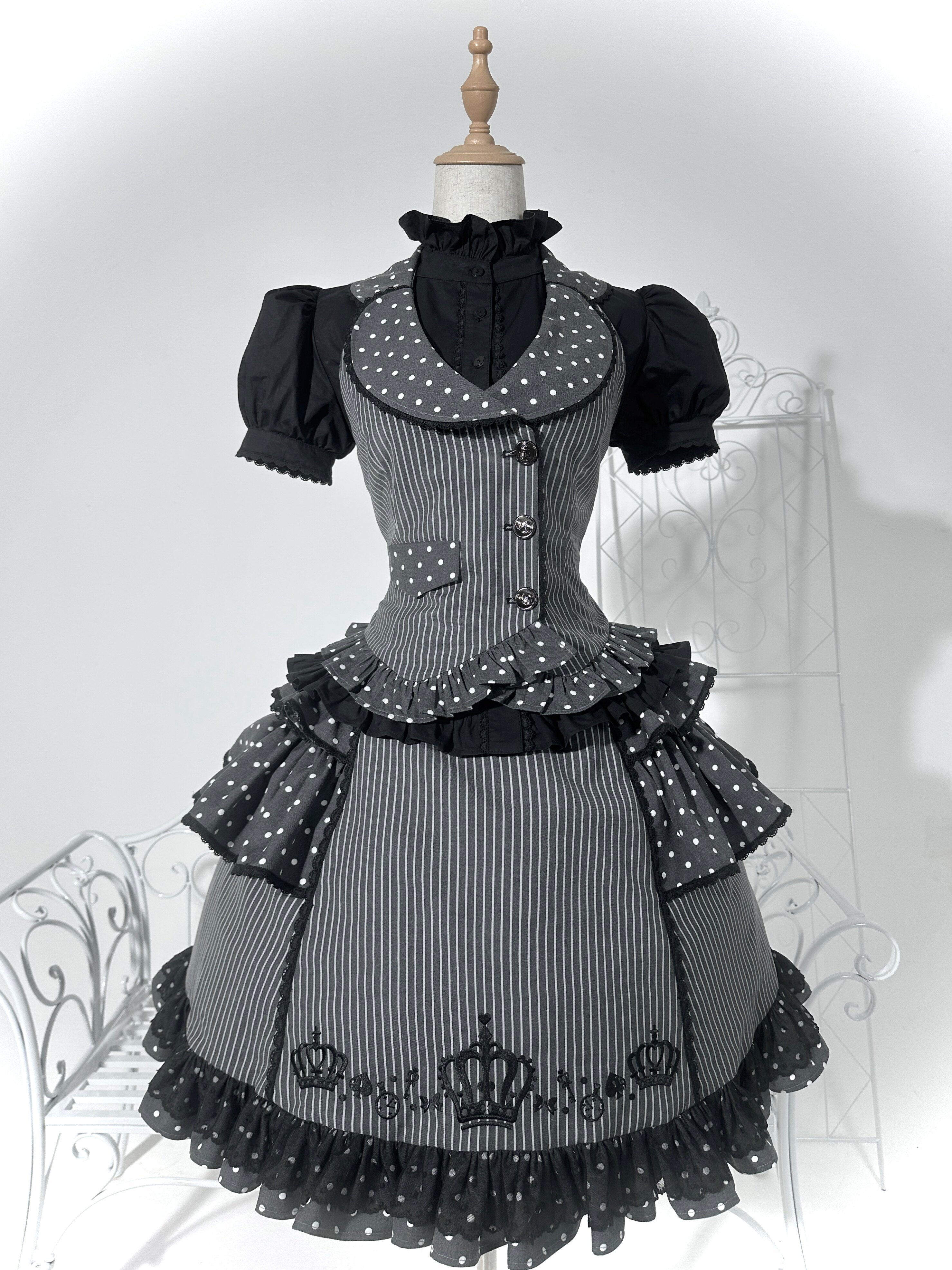 New Century Princess Grey Black Lolita Dress Set