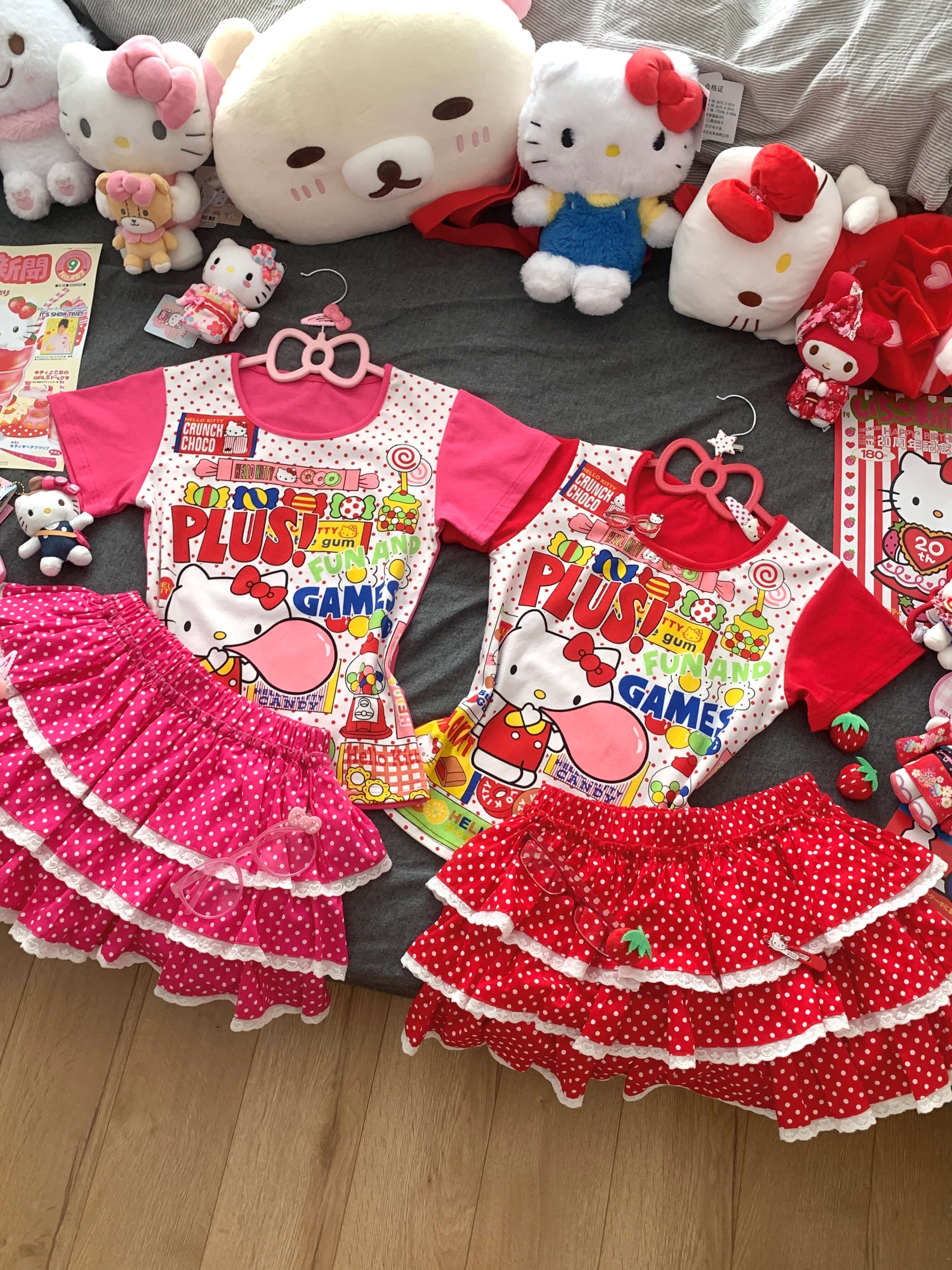 Y2K Kitty Dot Puff T-shirt Dress LE1083