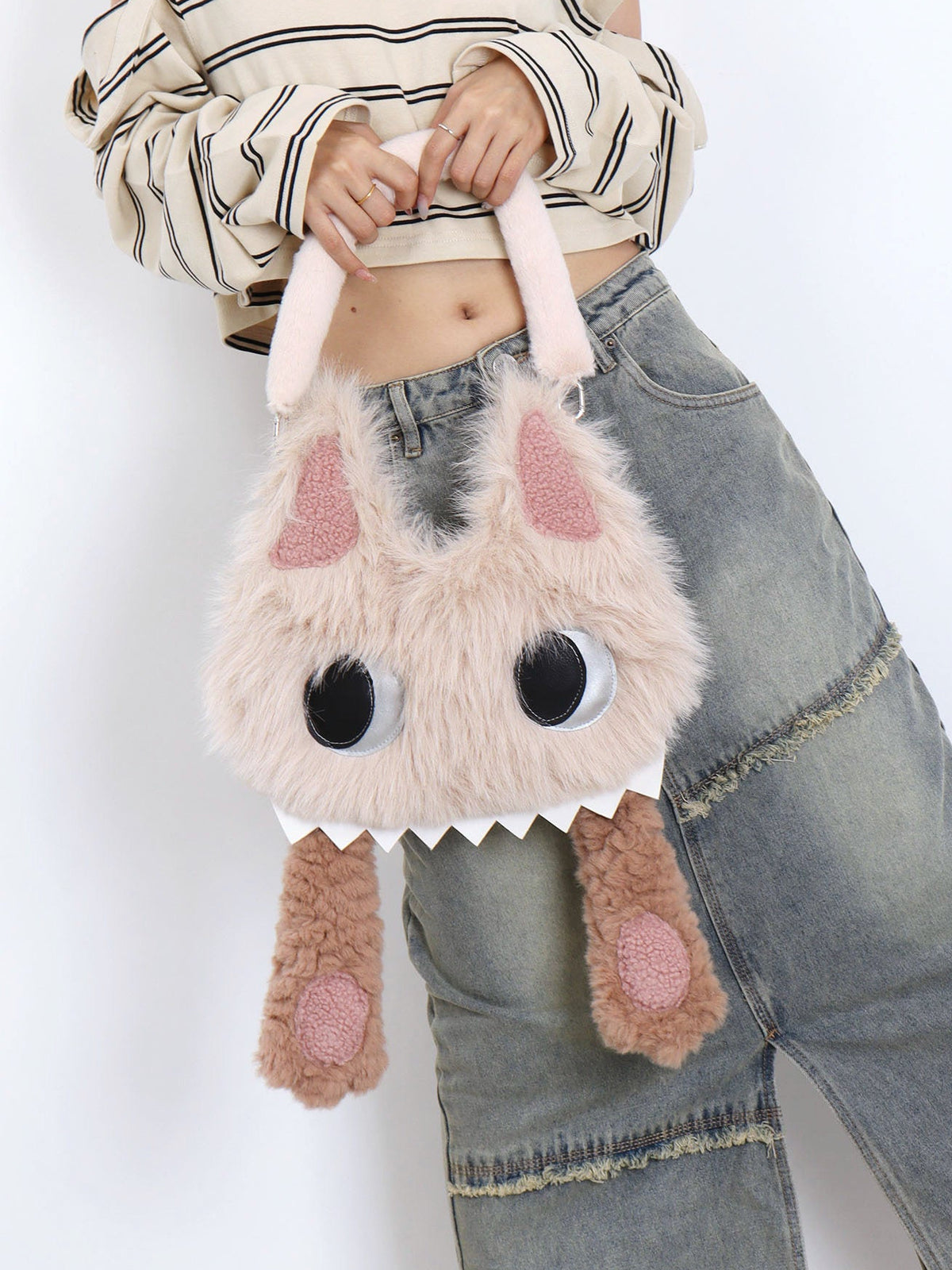 Toothy Face-Cover Cat Plush Lolita 3-Way Bag