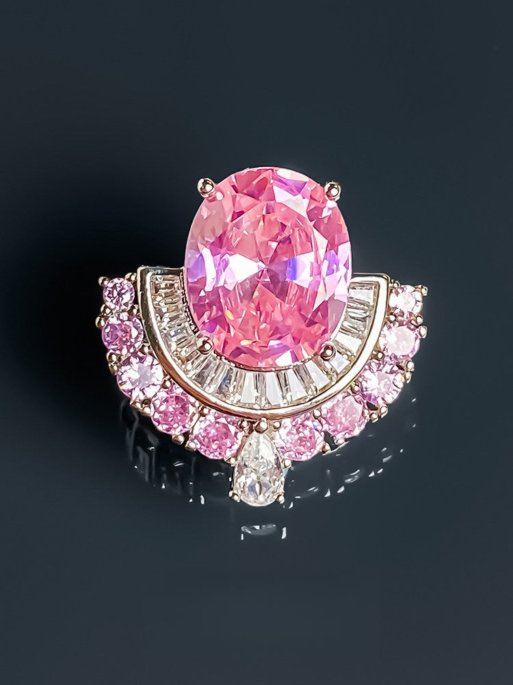 Cherry Fall Lolita Pink Crystal Gem Earrings
