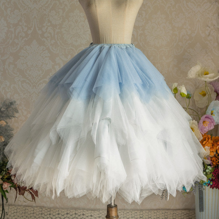 Berry Pie Gradient Feather Yarn Petticoat Lolita Underskirt