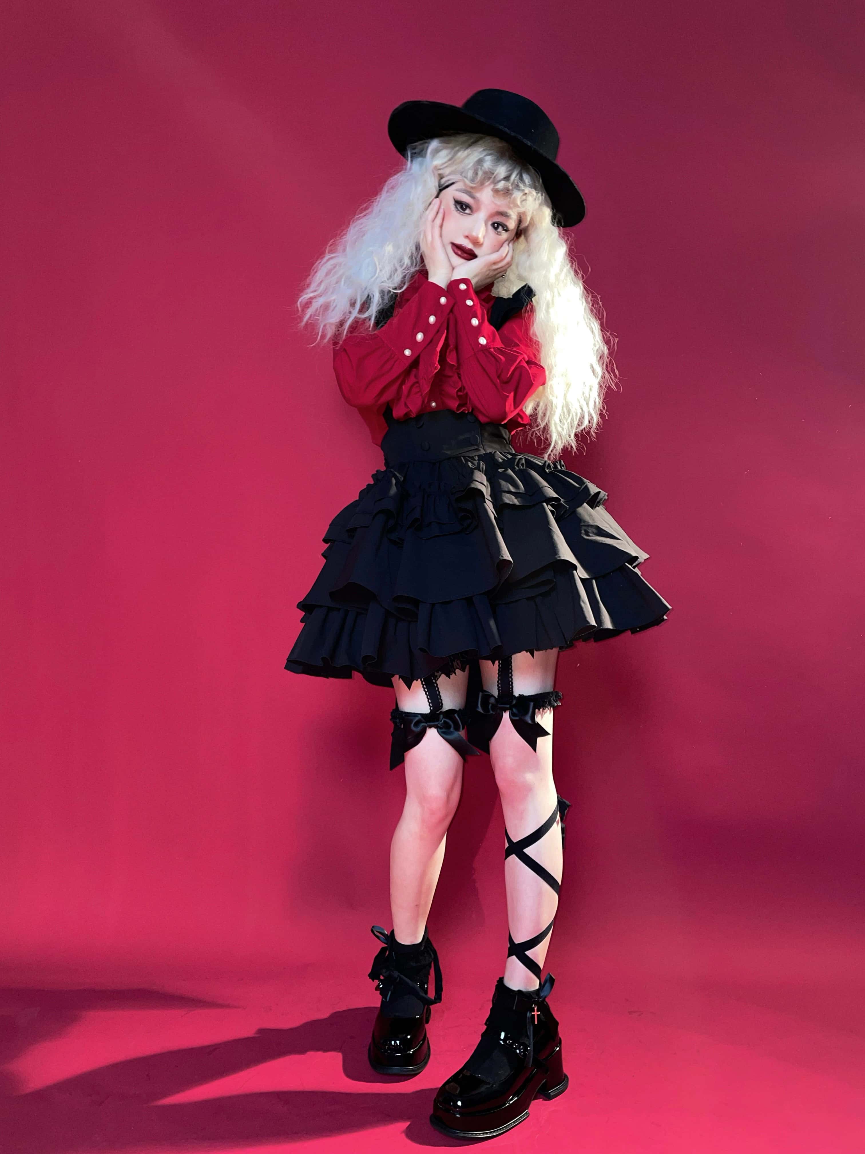 Doll Gift Box Gothic Lolita Red Shirt & Skirt Set