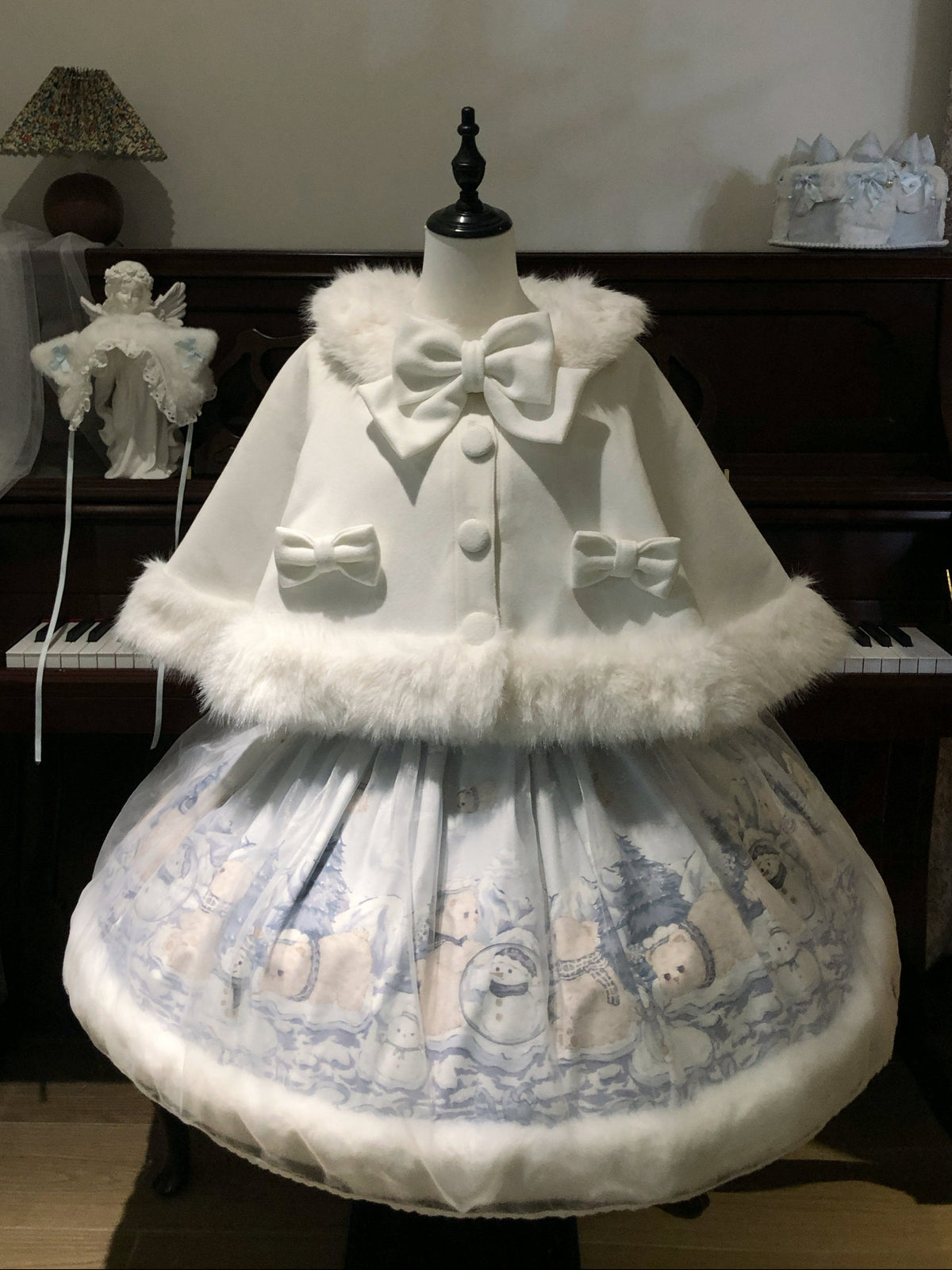 Snowman Bear Lolita Christmas Autumn Winter Furry JSK Dress