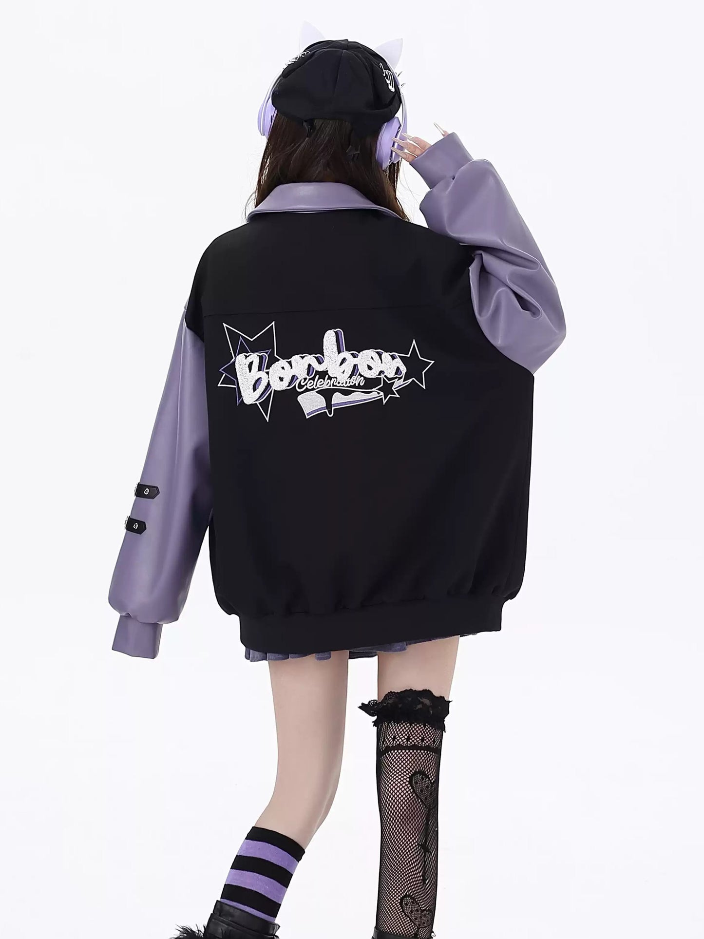 Harajuku Heart Embroidery Bomber Jacket LE1022