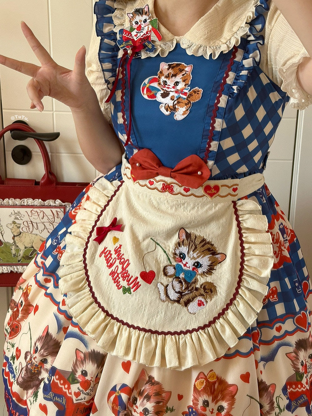 Cat Sweetheart American Retro Sweet Diner‑Style Lolita OP Dress