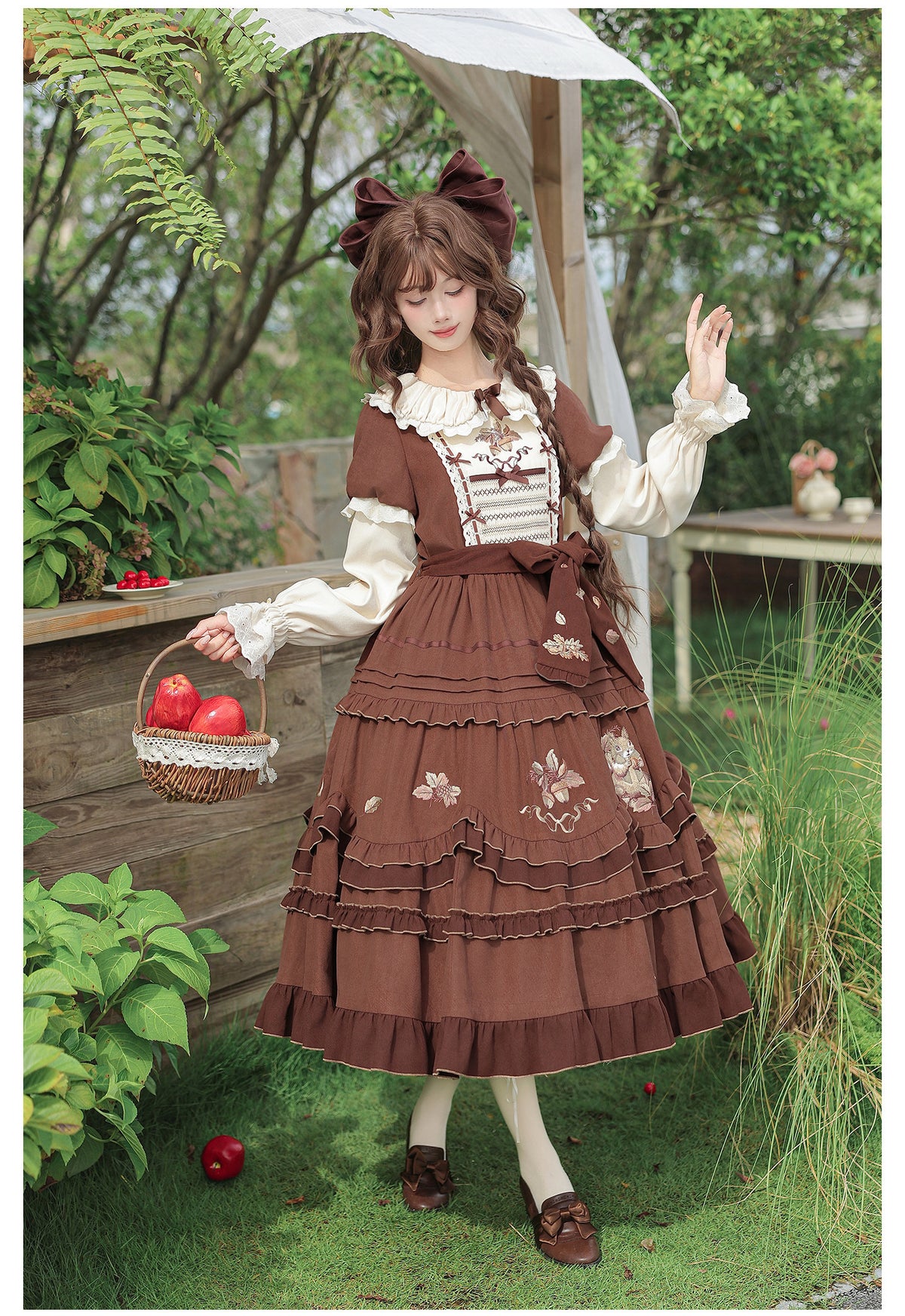Whisper Lolita Christmas Embroidered Full Flare OP Twin Dress