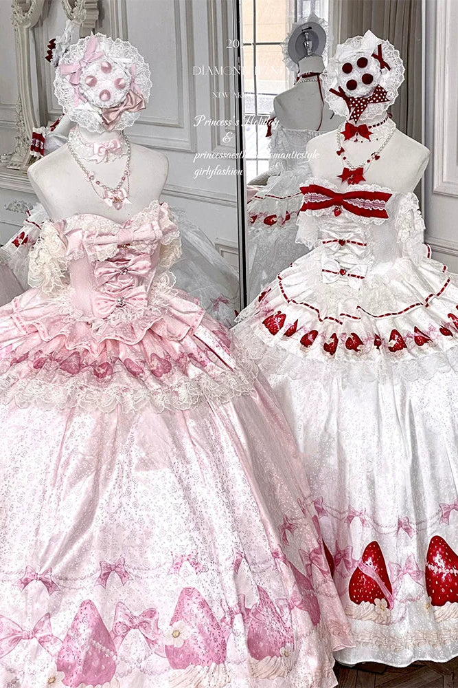Women's Strawberry Print Ceremonial Mini Dress