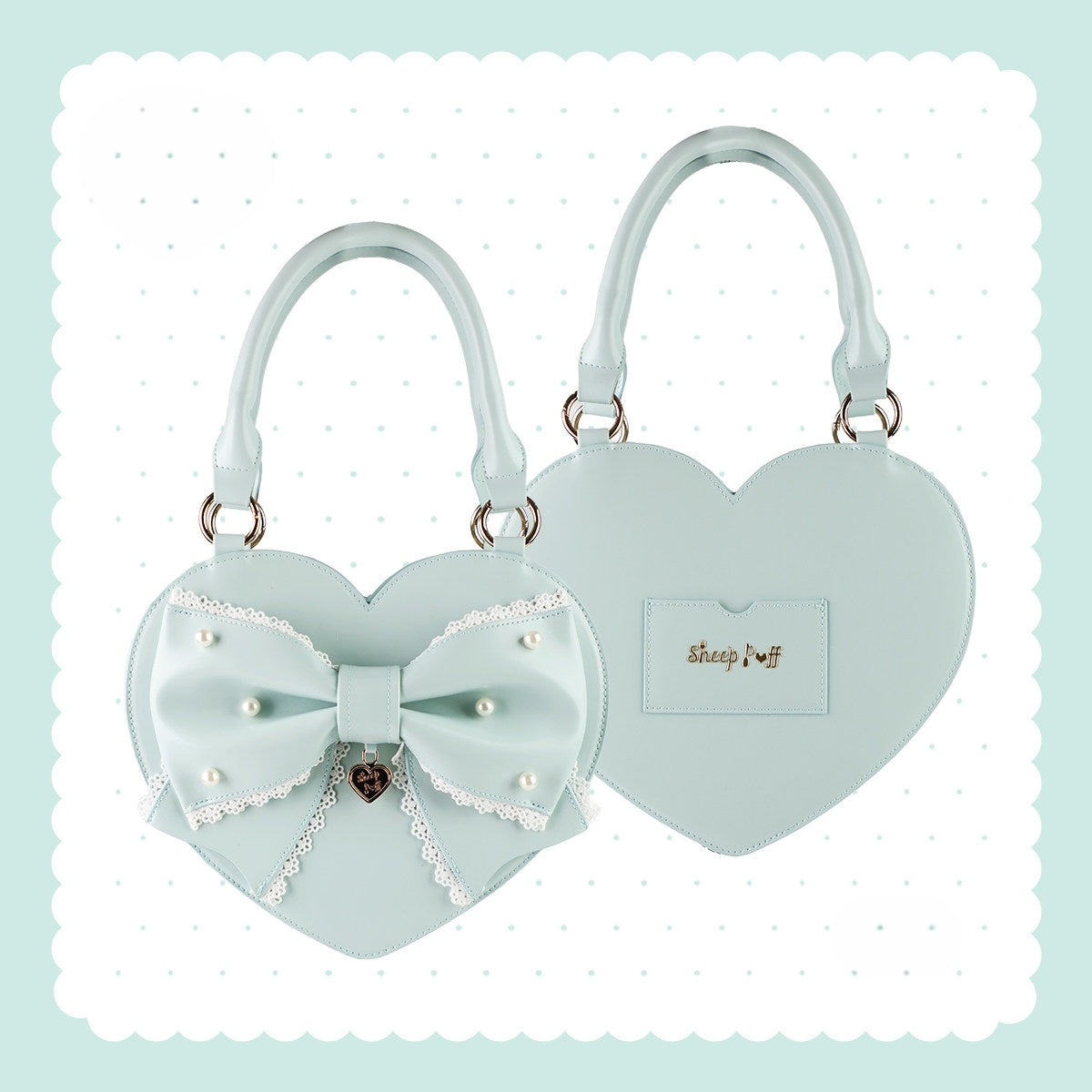 Vintage Sweetheart Lolita Lace Trim Heart Handbag