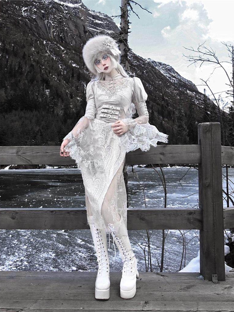 Whispers of the Snow Realm Gothic Dress