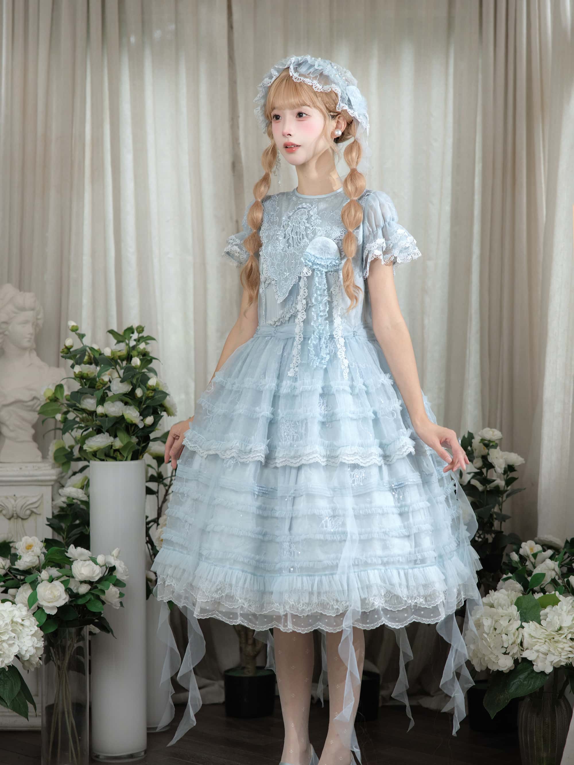 Colored Glaze Jellyfish Lolita Embroidered OP Dress