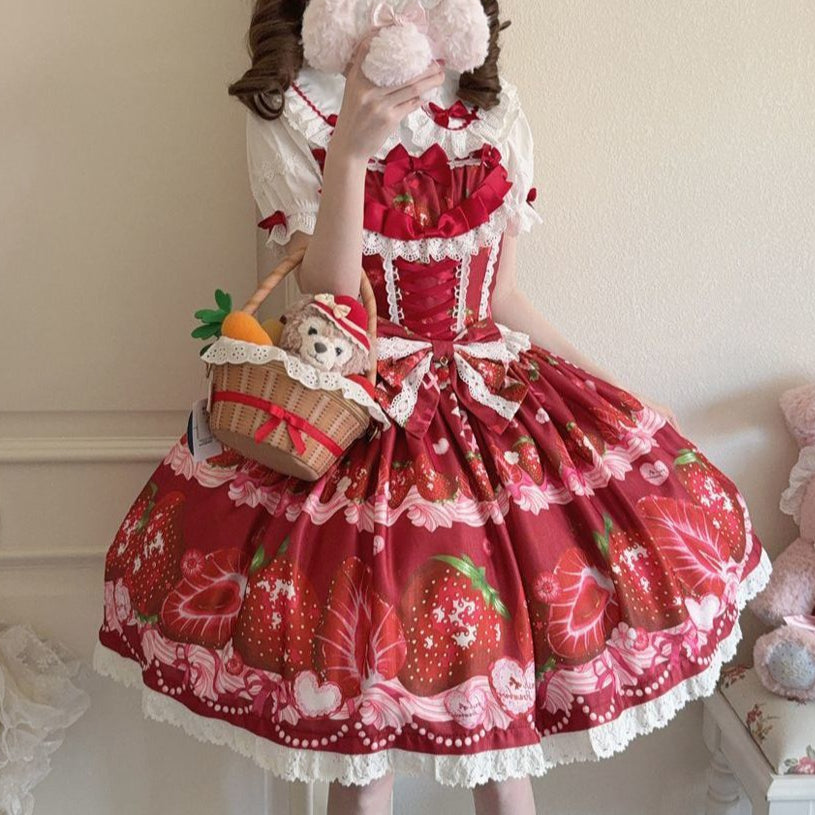 Lolita Sweet Strawberry Print JSK Dress LS1001