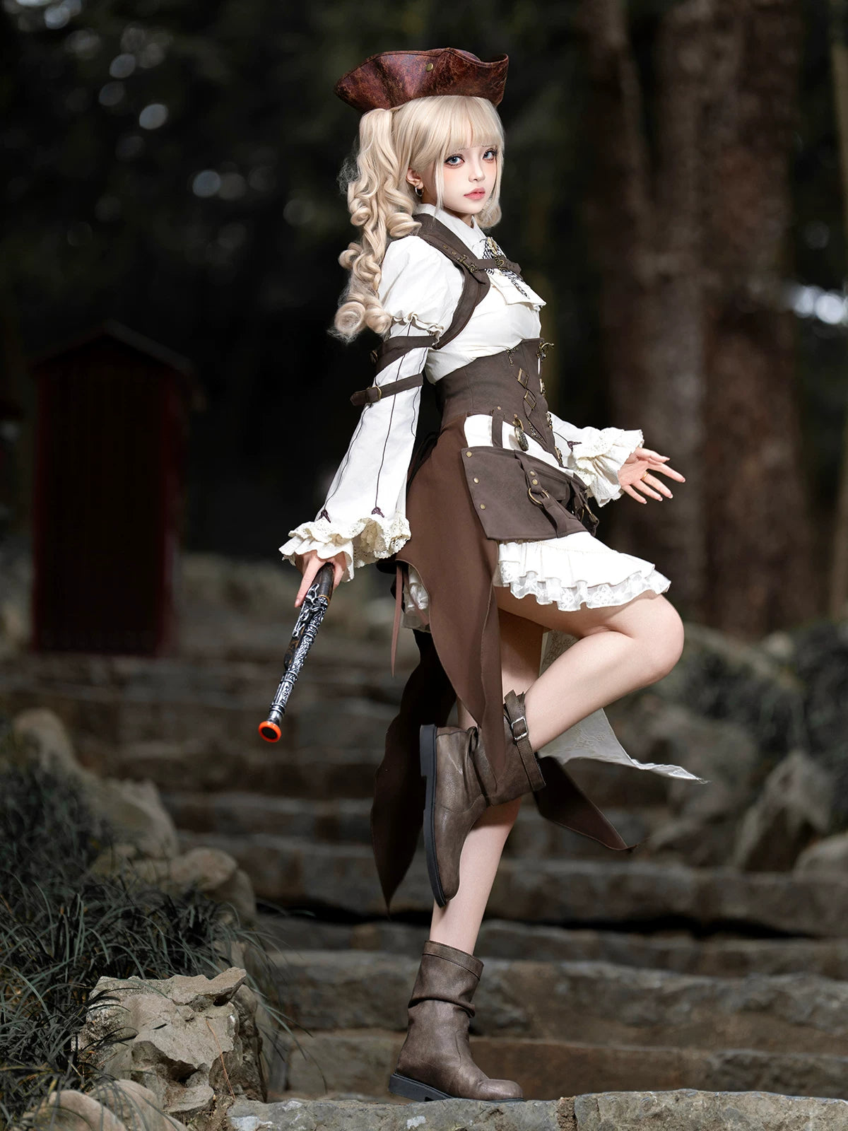 Time Vessel Vintage Gothic Pirate‑Style Lolita Set