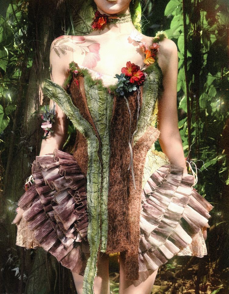Lolita Elegant Fishbone Vest Ruffled Outfit set LG1018