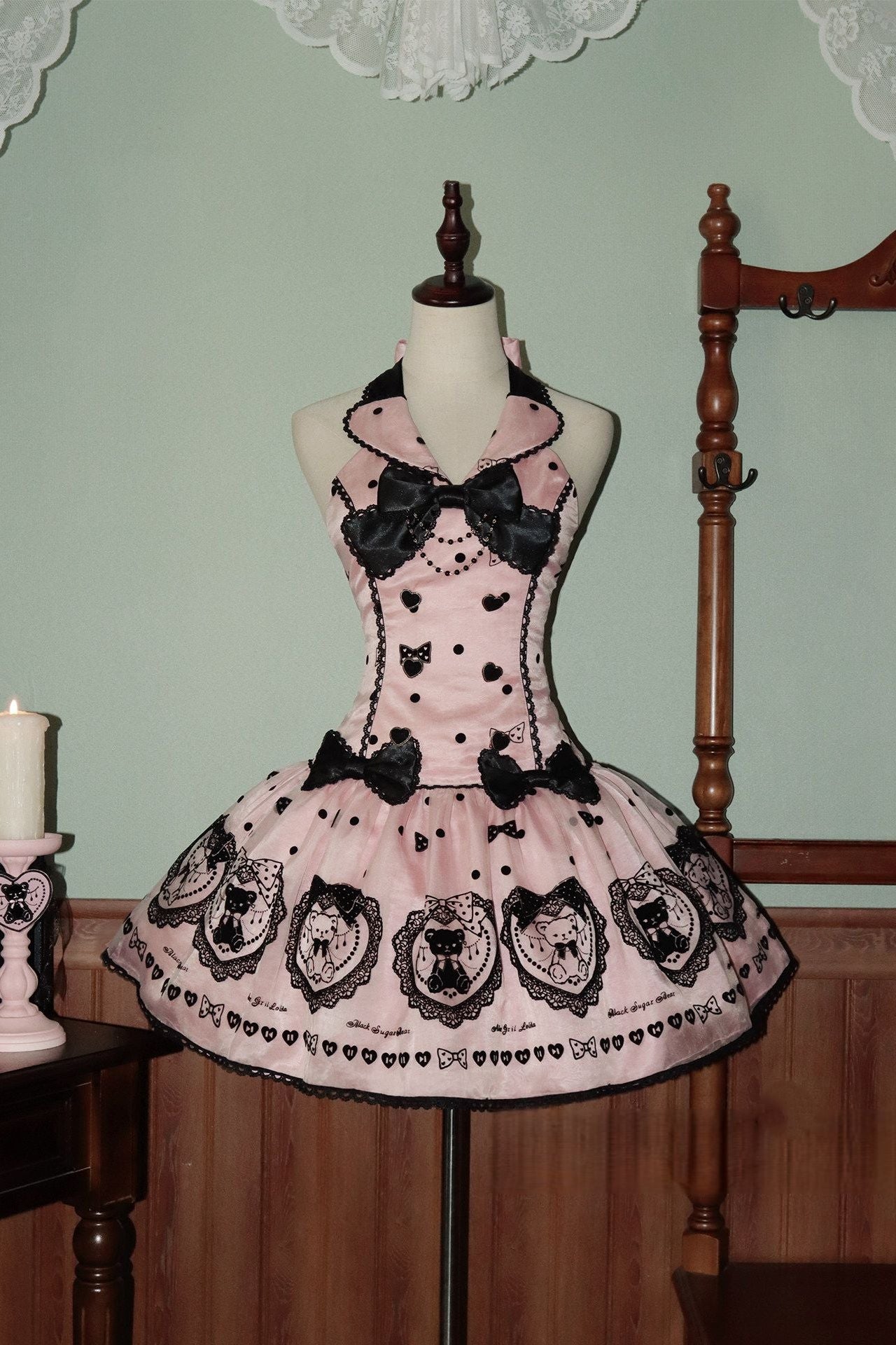 Black Sugar Bear Lolita Pink Dress