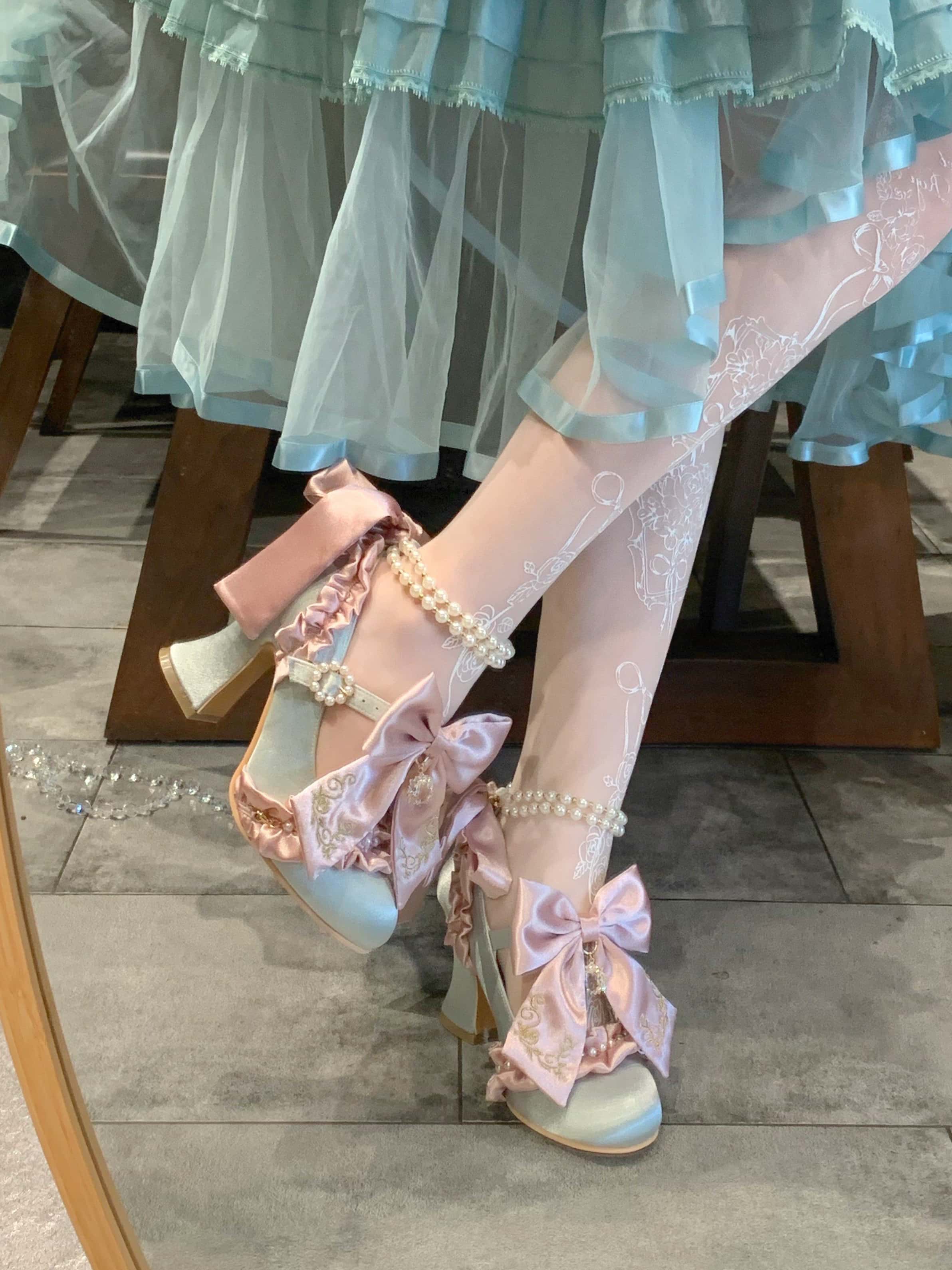 Ribbon Hymn 1.0 Lolita Vintage Heavy Craft Bridal Heels