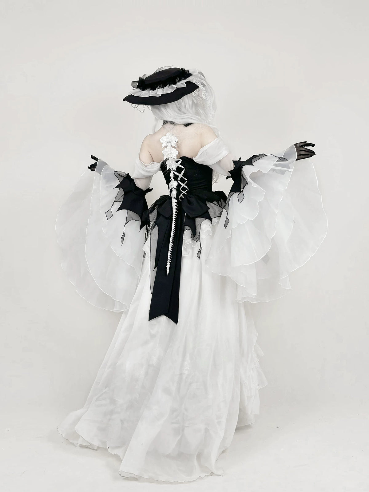White Crow Original Elegant Gothic Lolita Black White OP Dress