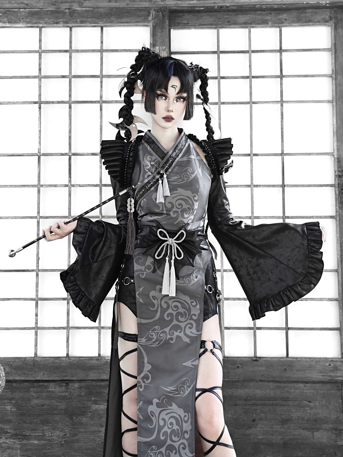 Lolita Gothic Totem Jacquard Suede Dress LG1027