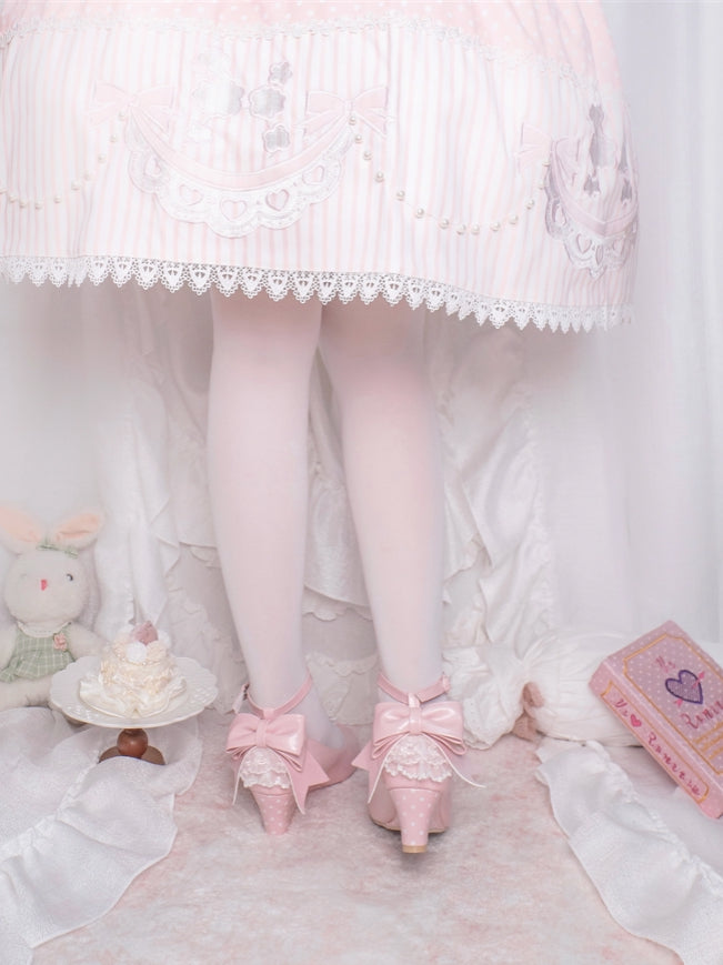 Little Snack Vintage‑Style Polka‑Dot Sweet Lolita Wedge‑Heel Shoes