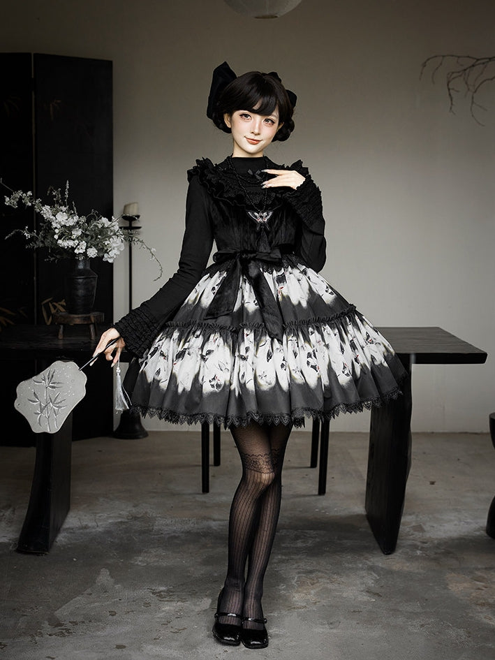 Dead Leaf Butterfly Pattern Lolita OP JSK