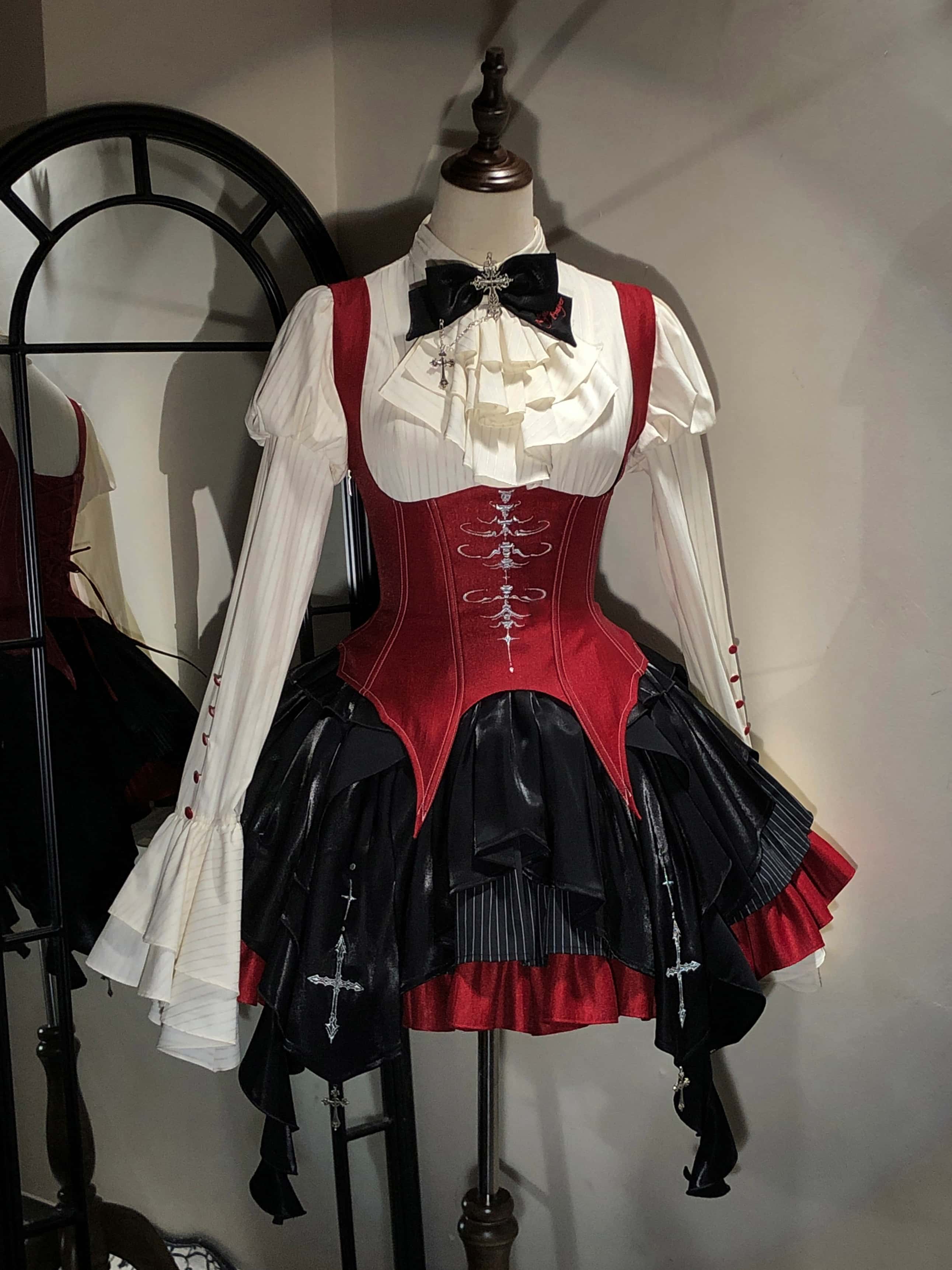 Upside-Down Curse Gothic Lolita Red Dress Set