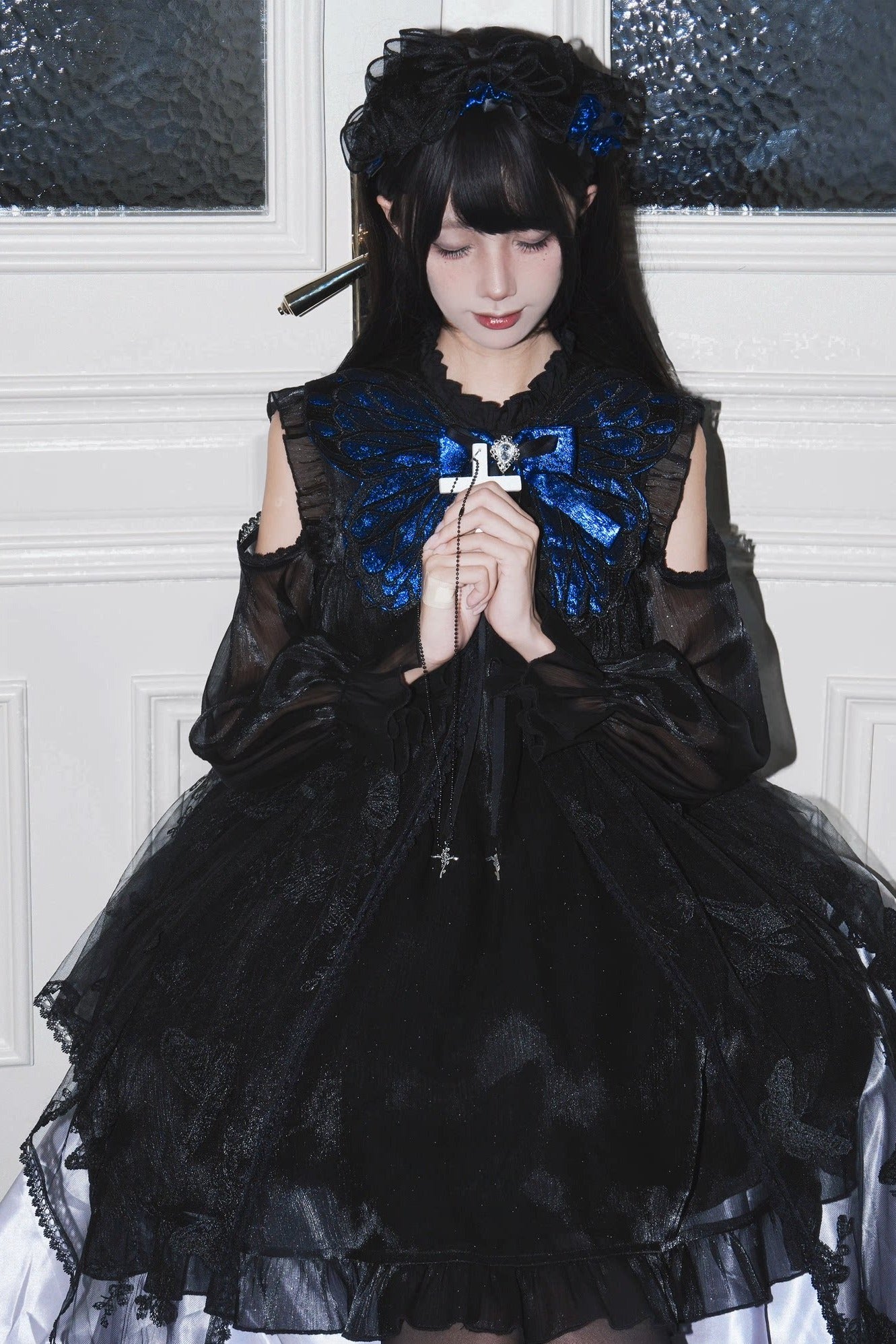 Blue Morpho Butterfly Dark Gothic Original Lolita OP Dress