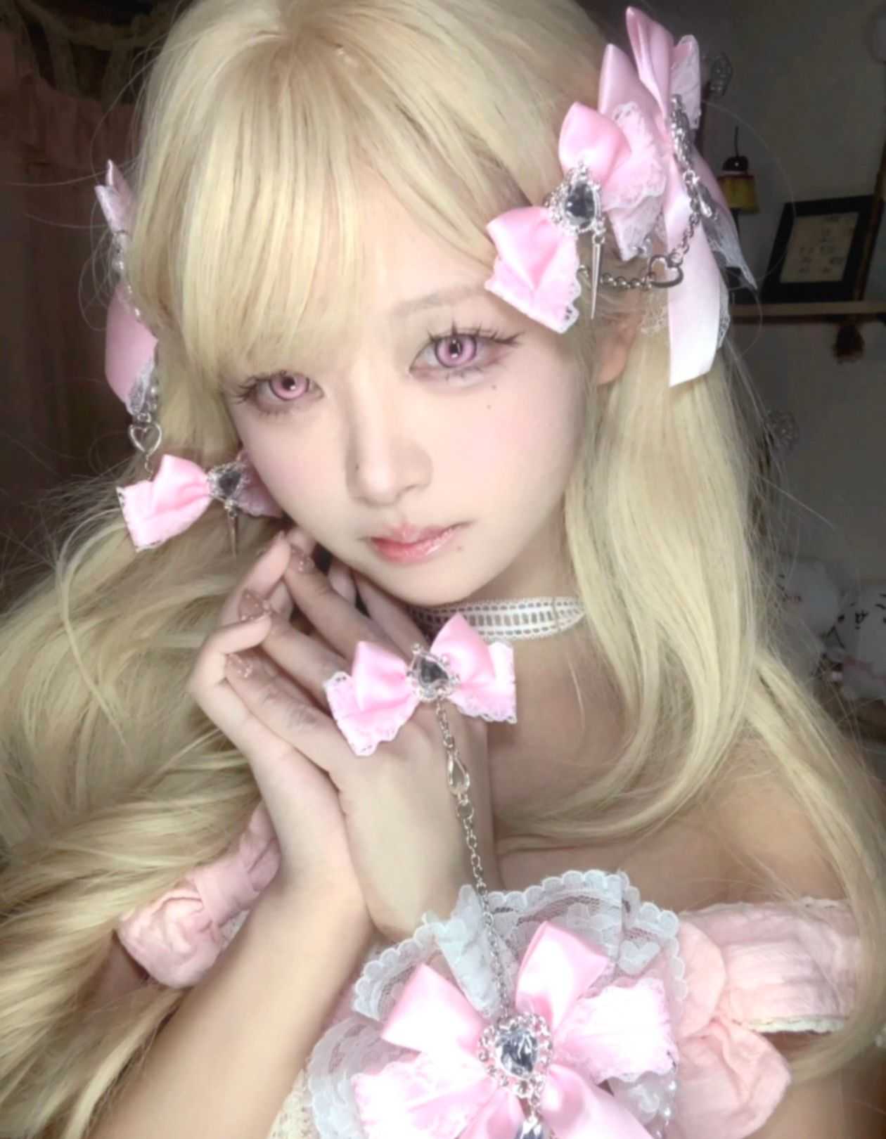 Lolita Kawaii Goth Lace Bow Hair Clip (5 Colors) LE6006