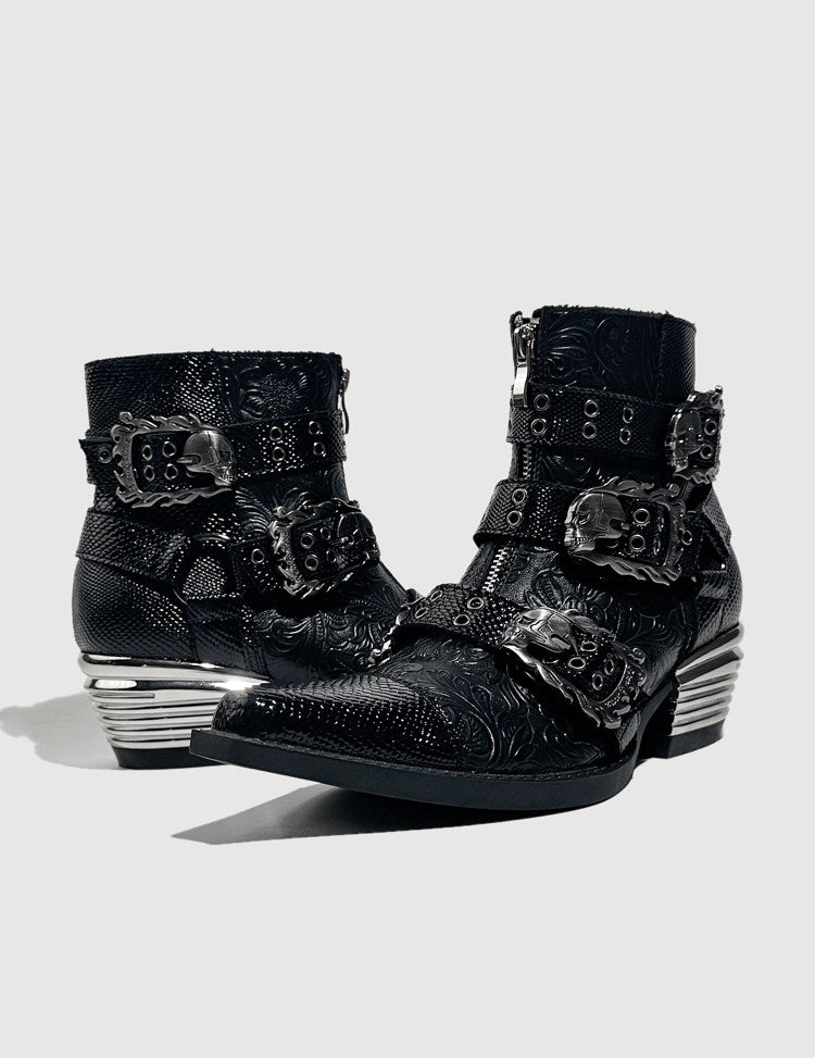 Studded Dark Gothic Punk‑Style Combat Ankle Boots