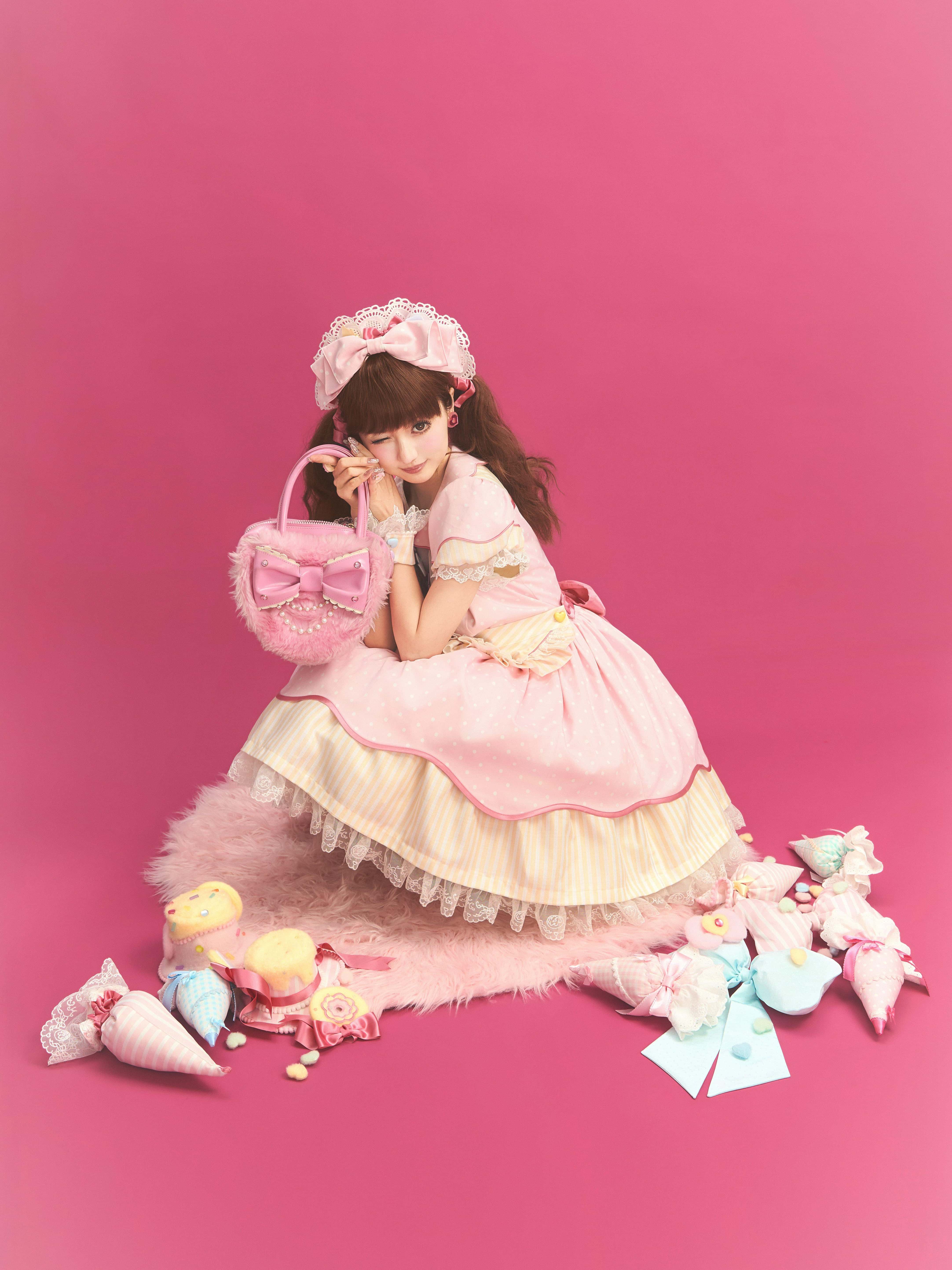Miss Donut Pink Cream Donut-Theme Vintage Sweet Lolita OP Dress