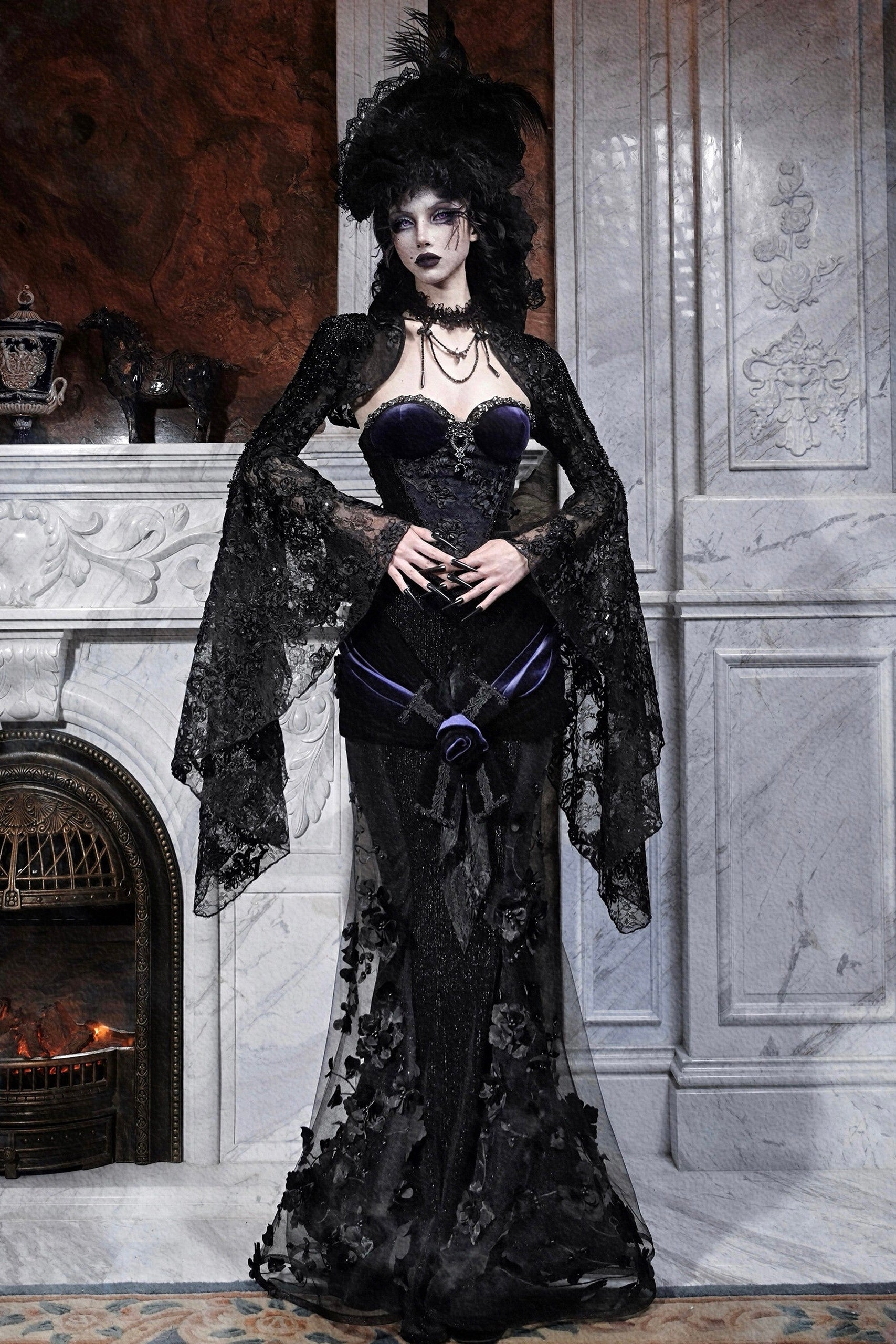 Mourning Day Gothic Maxi Dress Set