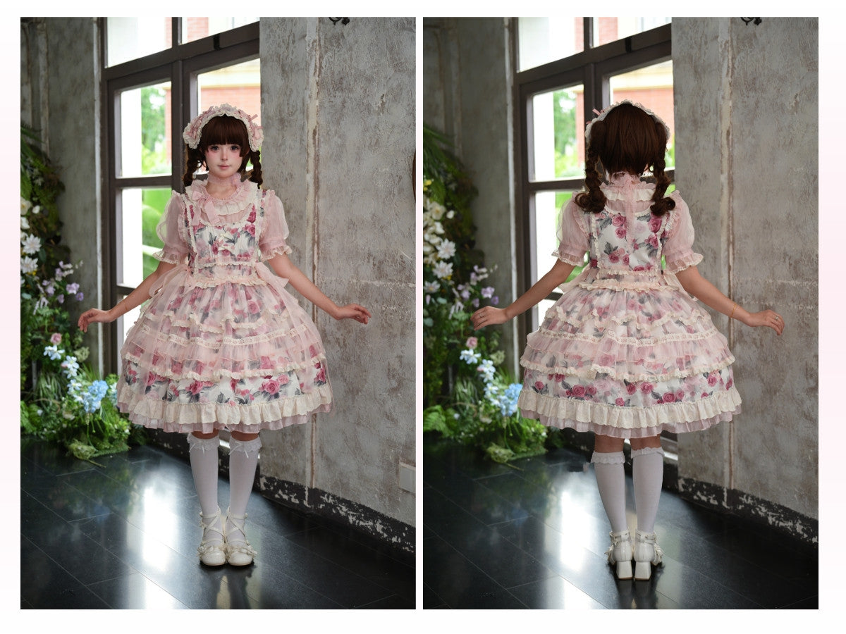 Chloris Rose Garden Classic Sweet Lolita OP JSK & Accessories Set
