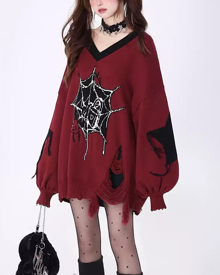 Y2K Alternative V-Neck Knit Sweater LE1027