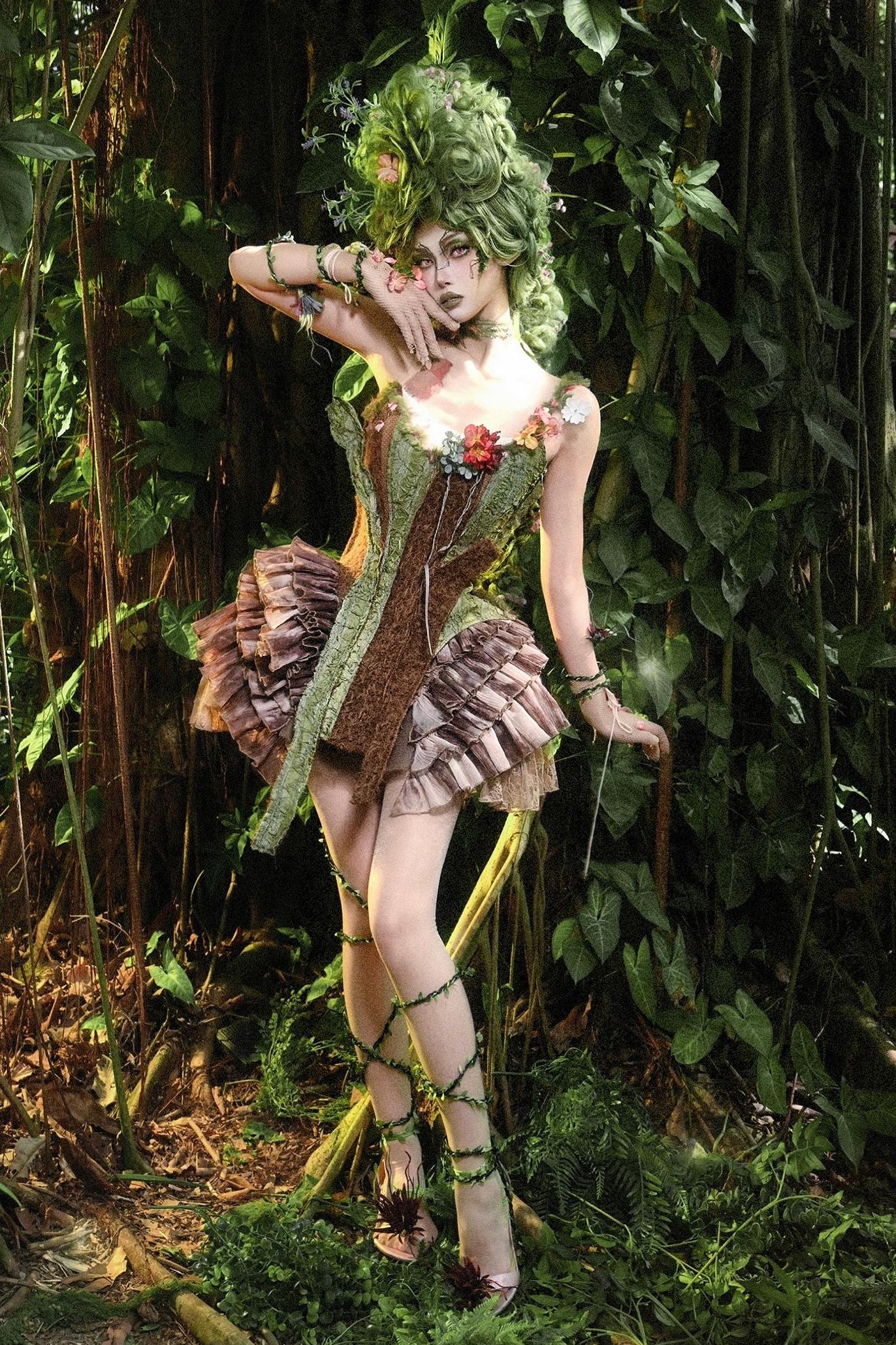 Forest Spirit Corset Mini Skirt Set