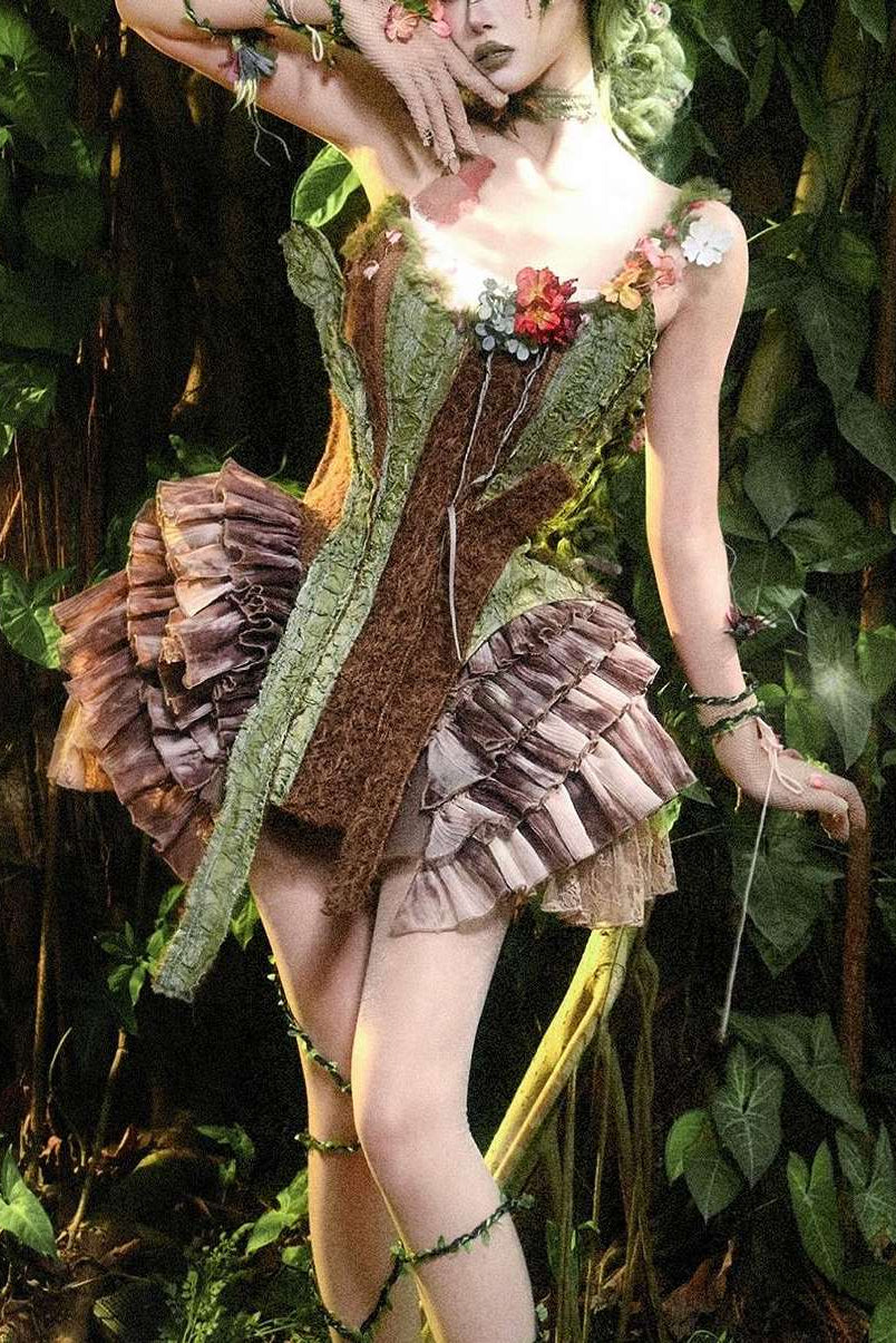 Forest Spirit Corset Mini Skirt Set