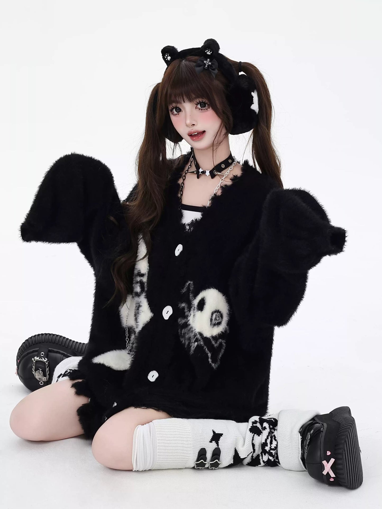 Soft Alternative Y2K Faux Fur Knit Cardigan Sweater LE1028