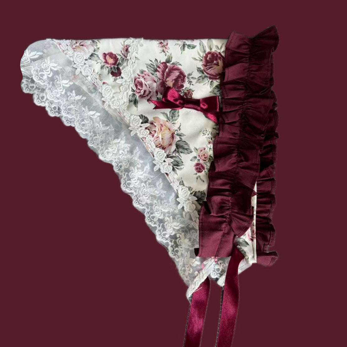 Burgundy Rose Classic Lolita JSK Vintage Japanese Rose Print