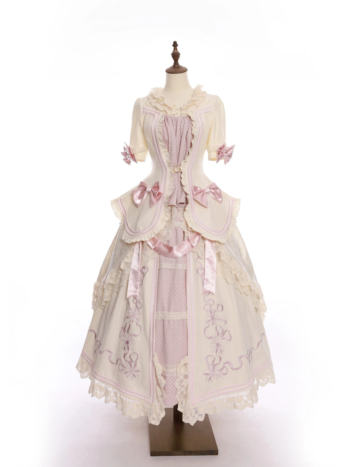 Banquet in Paris Lolita Classic Elegant Embroidered Vintage Pink Bustle SK Set