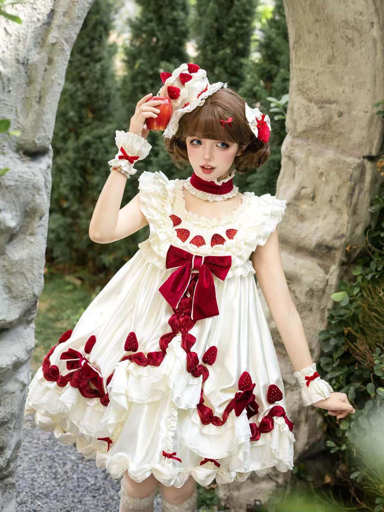 Strawberry Cream Cake Lolita OP Dress Set
