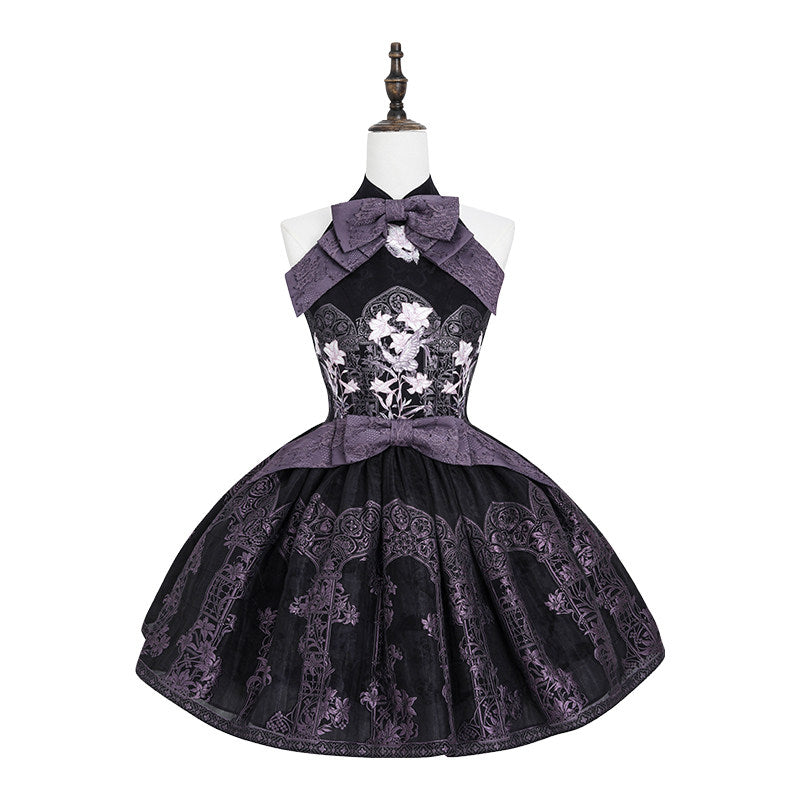 Stained‑Glass Reverie Japanese‑Style Classic Lolita Black JSK Dress Set