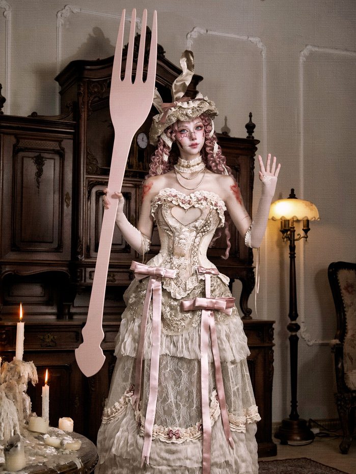 Cupid's Poem Casket Rococo Corset & Train Dress Set